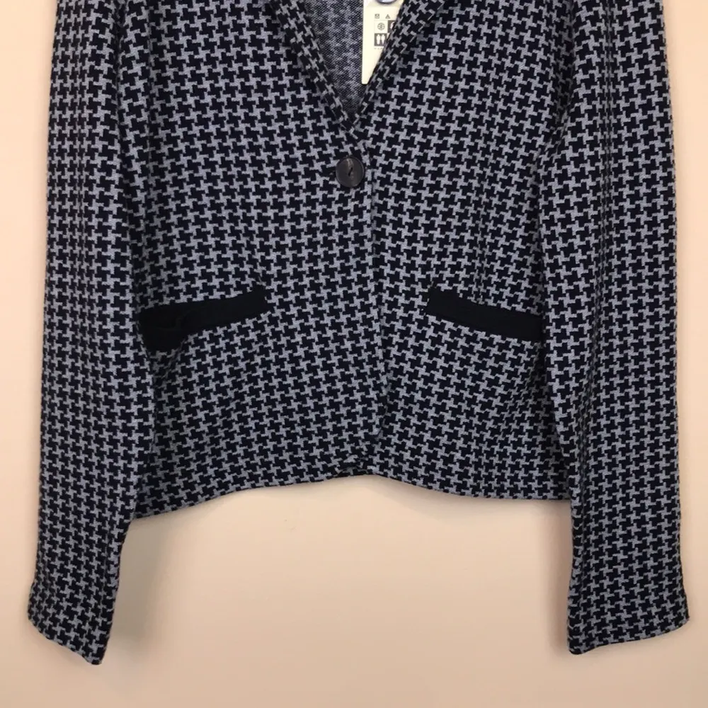 NWT Max Studio Women’s Houndstooth Soft Black Gray One-Button Blazer - Image 3