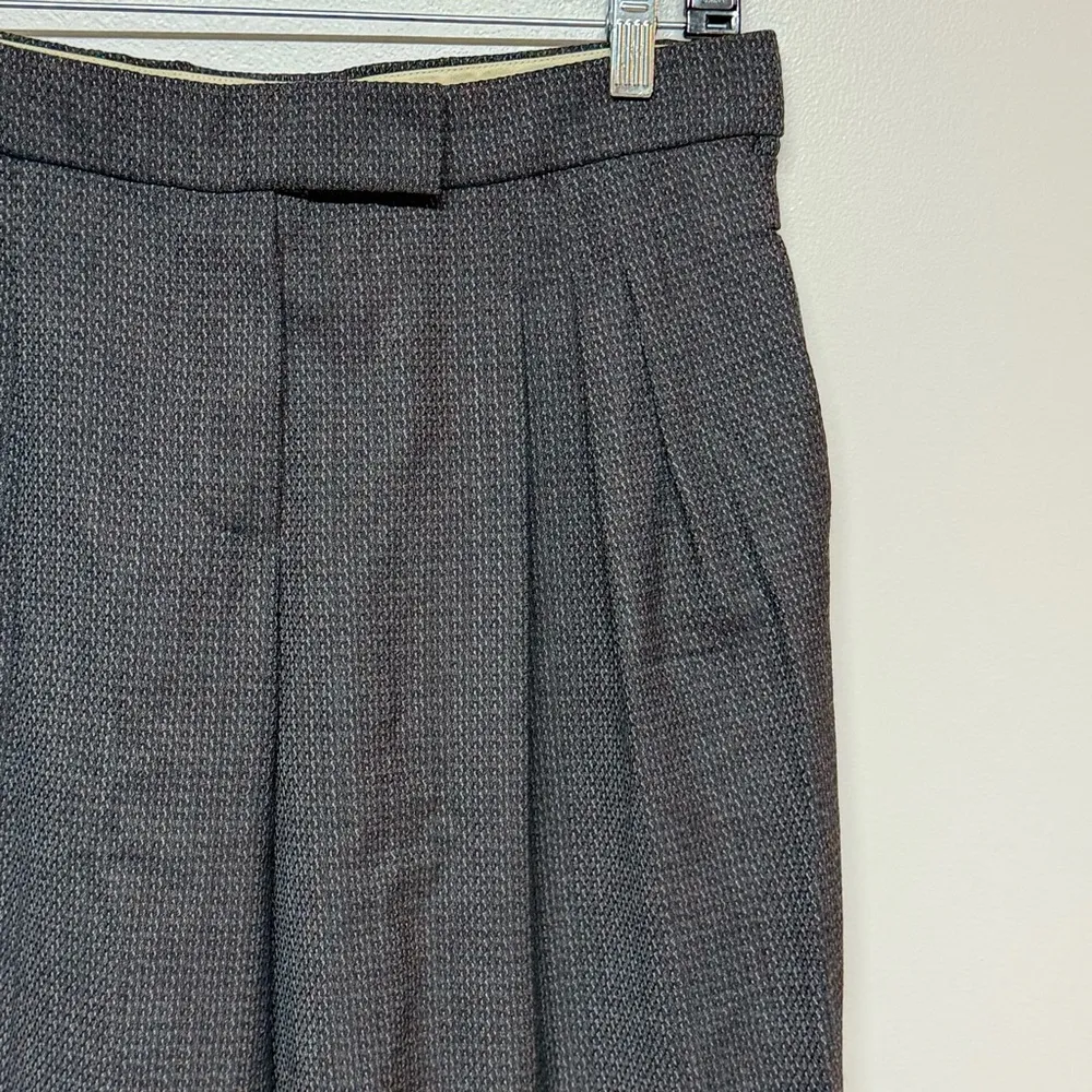 Chloe Vintage Womens Cropped Wide Leg Wool Trousers Anthracite Brown Tweed Sz 38 - Image 6