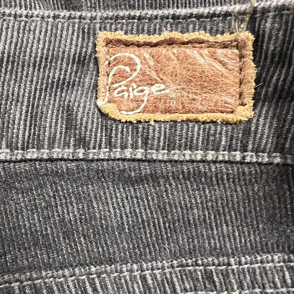 Paige Laurel Canyon Charcoal Gray Low Rise Flare Corduroy Jeans Pants Size 30 - Image 8