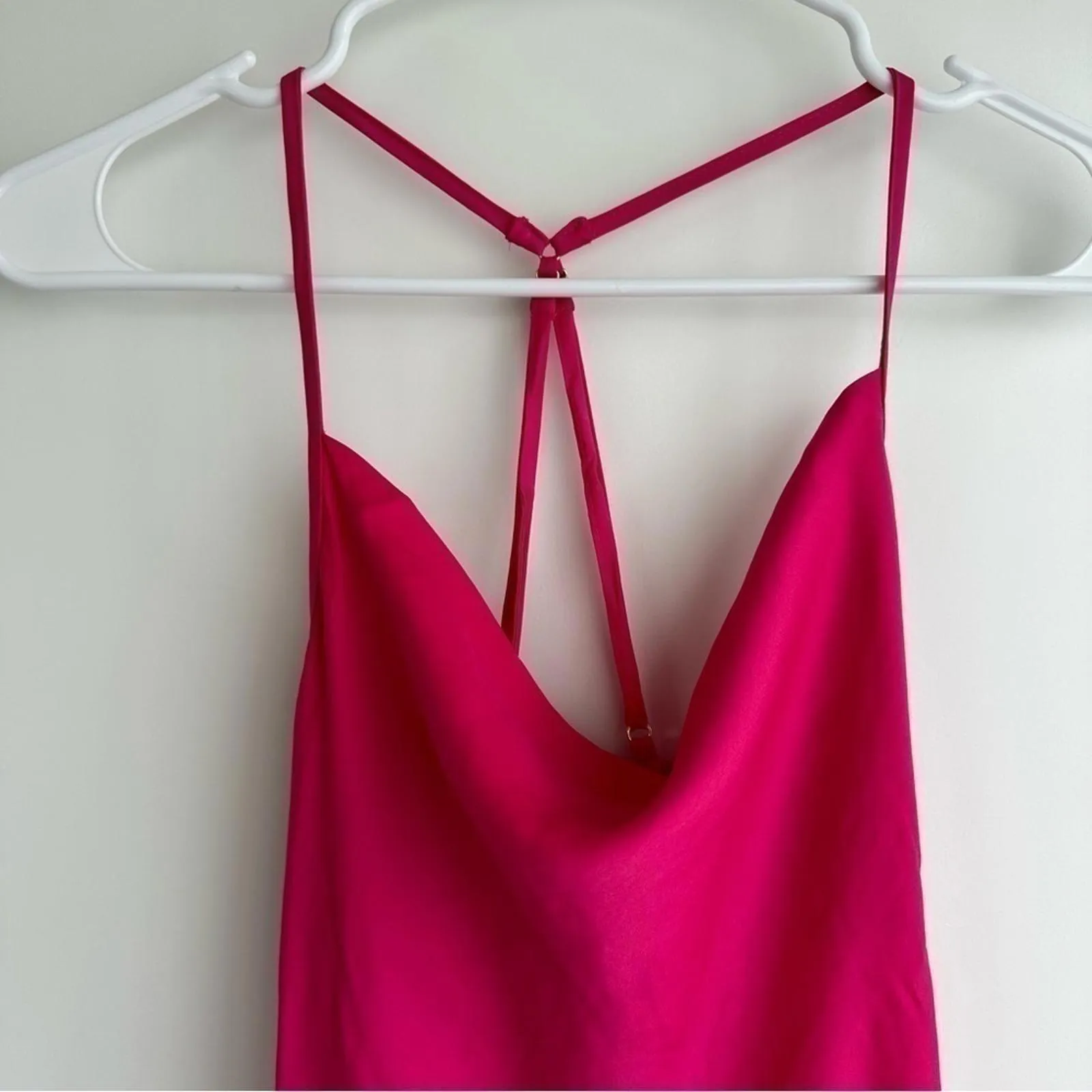 Open Edit Cowl Back Side Slit Satin Maxi Dress Hot Pink Yarrow NWT XS - Image 3