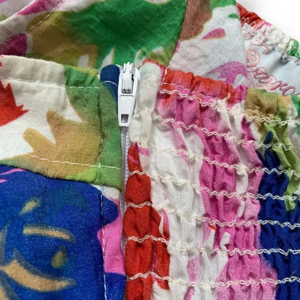 Eva Rose Dress Fuchsia Pink Floral Printed Strapless Sweetheart Neckline Mini White - Image 5