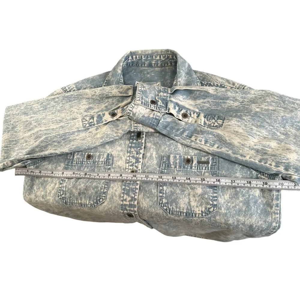 Bullhead Women's Blue Acid Wash Chambray Button Up Shirt Top Size M Size M - Image 3