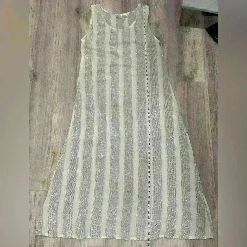 Vintage Dia Women’s Maxi Swim Cover Sheer White Silver Stripe Size M Size M - Image 4