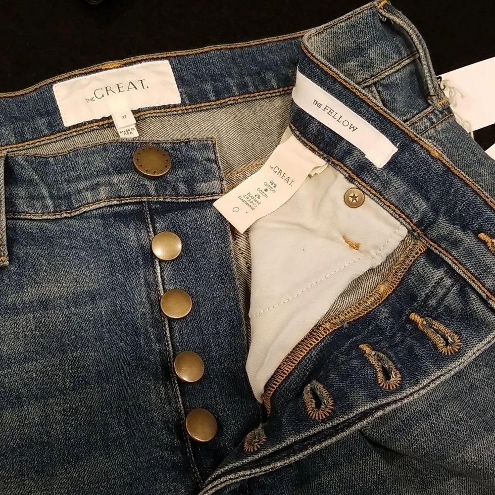 💕THE GREAT💕 The Fellow Jeans Drifter Wash with Rhinestones Button Fly 27 NWT - Image 14