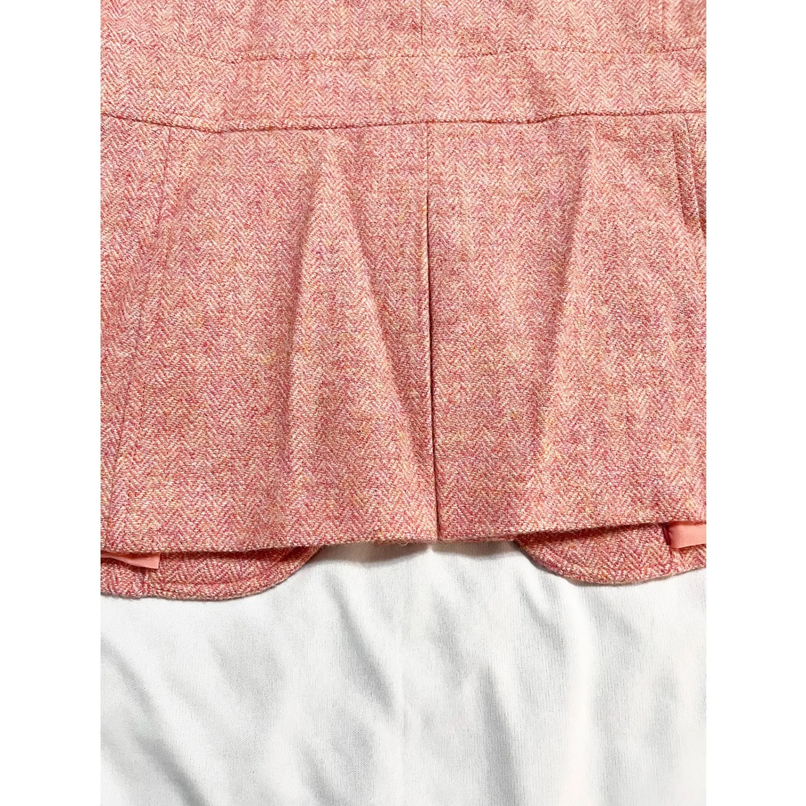 Talbots Herringbone Shetland Wool Blend Blazer Womens Size 2 Button Front Coral‎ - Image 7