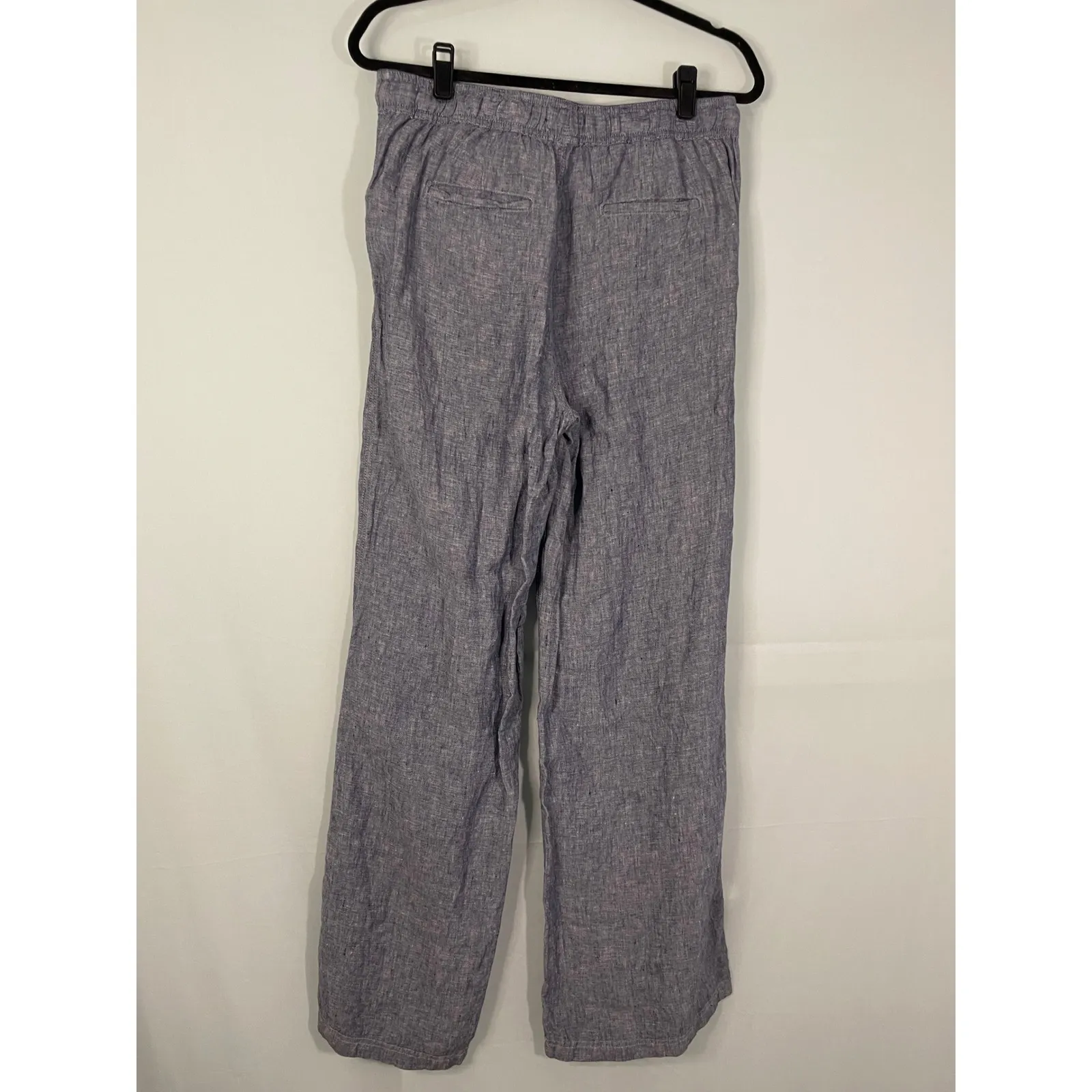Jones New York Women 100% Linen Drawstring Waist Pants Blue Size M - Image 8