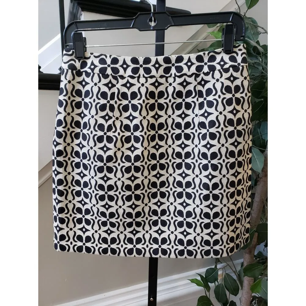 Milly Mini Skirts Womens Size 2 Cream Black Printed Lined Button Front Classic - Image 9