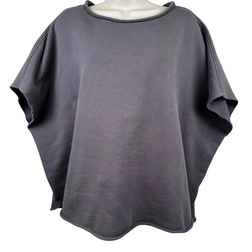 FRANK & EILEEN Tee Lab Capelet Top Oversize Relaxed Fit Lagenlook Gray - Image 2