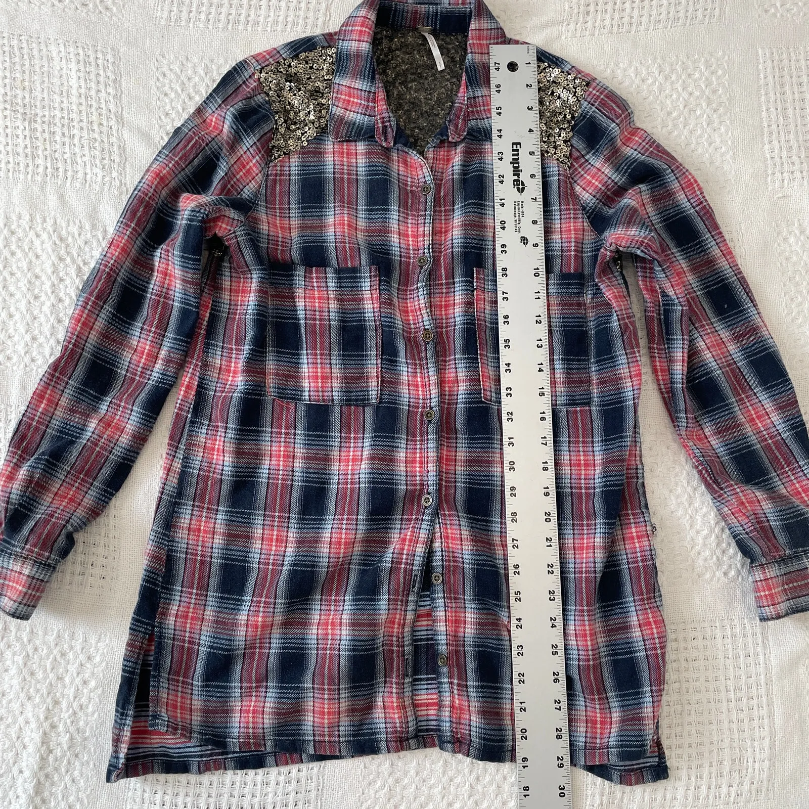 Free People Little Bit of Sugar plaid flannel sequin mesh panels TLS2 2011 - Image 3