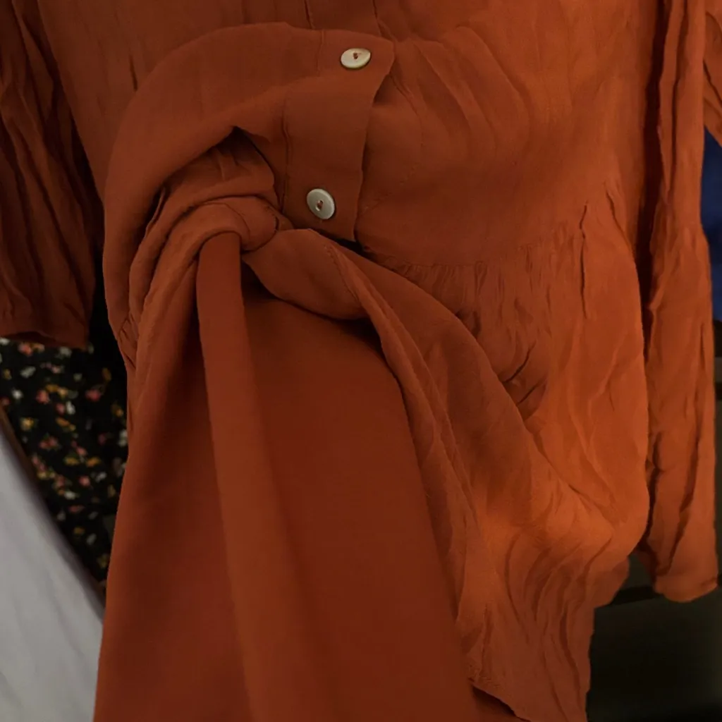 NWOT XL Long Sleeve Rust Dress Orange Size 10 - Image 3