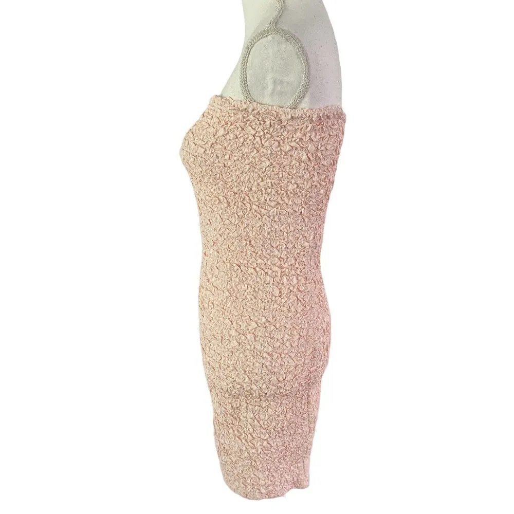 NWT Petersyn Revolve Nora Stretchy Smocked Strapless Bodycon Mini Dress Sz Large Orange - Image 4