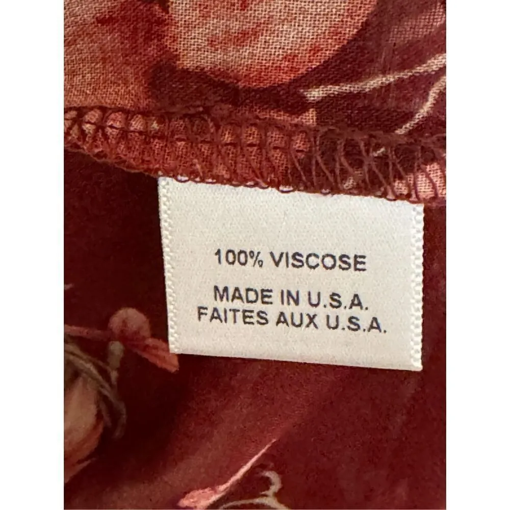 Misa Los Angeles Maroon Floral Bird Print Top XS - Image 4