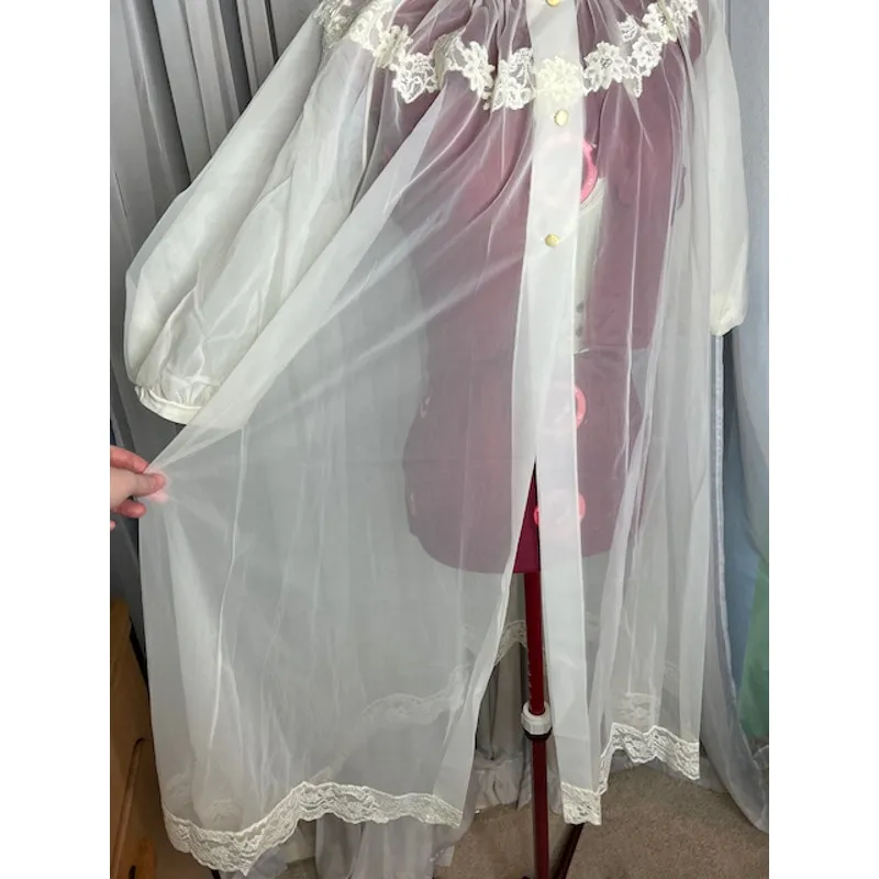 nightgown sheer robe set lace romantic - Image 10