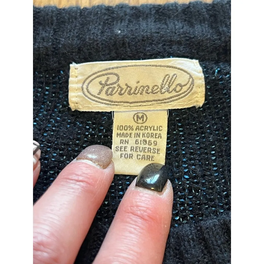 90s Parrinello Sweater Size Medium Womens Black Pullover Y2K Classic Career VTG - Image 6