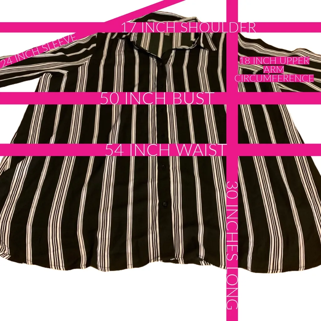 Avenue  BLACK & WHITE STRIPED BUTTON DOWN BLOUSE (18/20) - Image 11