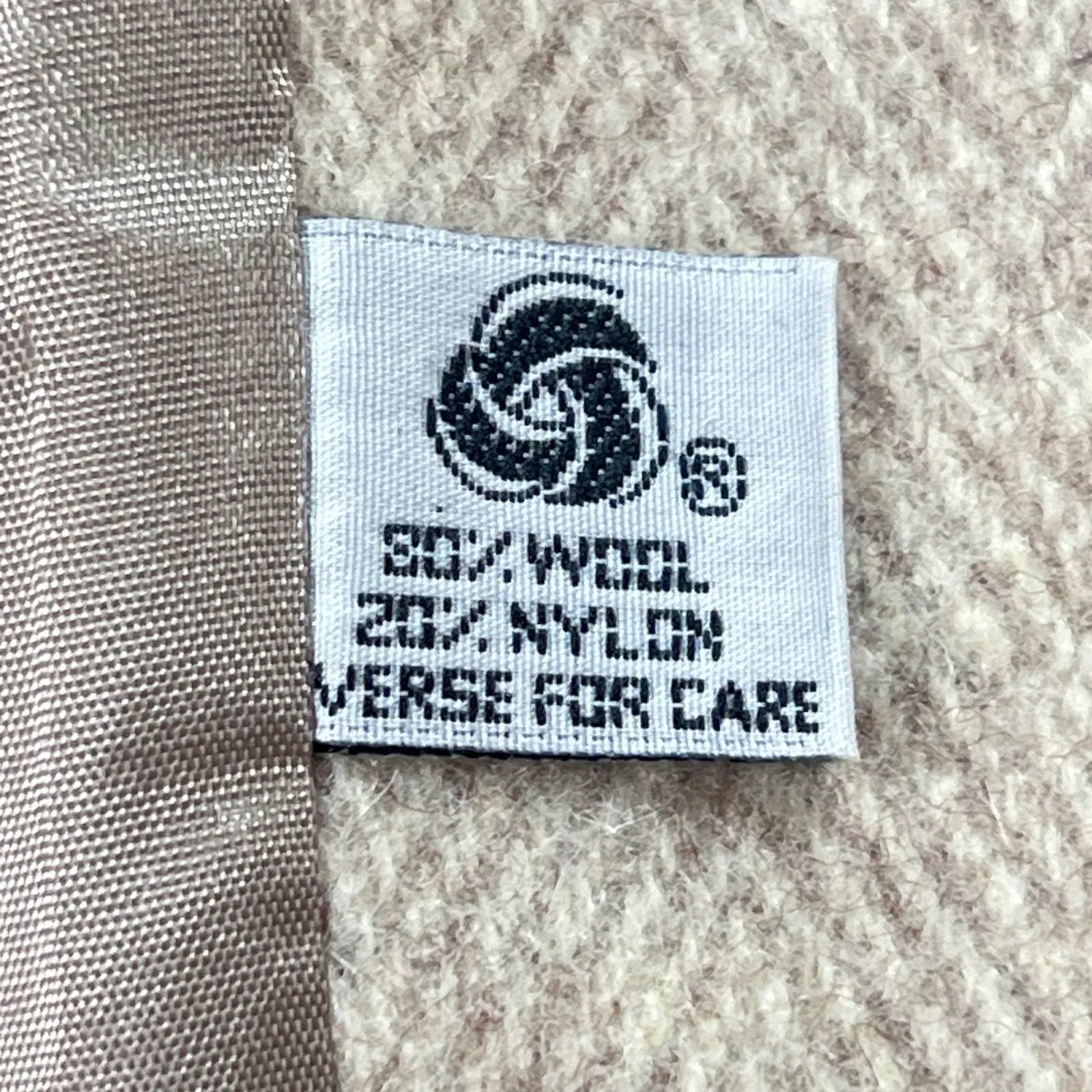 Herman Kay Petite Herringbone Wool Blend Double Breasted Blazer Coat Size 16 Tan - Image 5