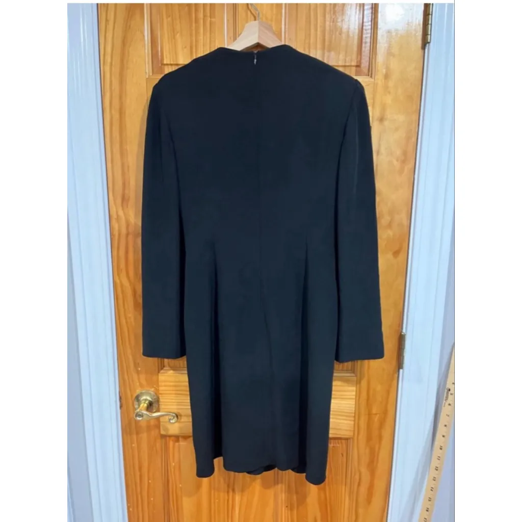 Giorgio Armani Le Collezioni Black Acetate Silk Faux Wrap Dress Size 10 Italy - Image 2