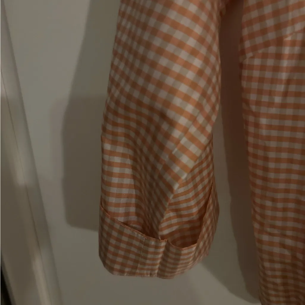 Doncaster Y2K Gingham Plaid Tie Front 100% Silk Blouse‎ - Image 4