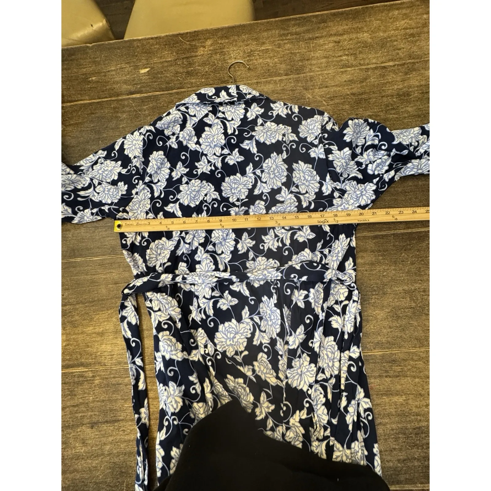 Charter Club Women Cotton French‎ Floral Belted Robe Blue Size Medium - Image 8