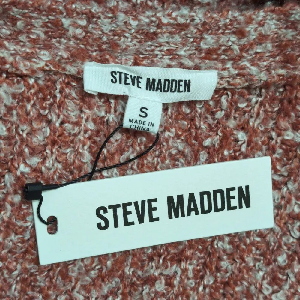 NWT Steve Madden Rust Chunky Knit Open Front Long Sleeve Cardigan Sweater Size S - Image 5