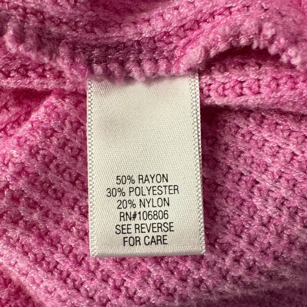 Croft & Barrow Medium Sweater Cowl Neck Tight-Knit Long Sleeve Stretch Pink - Image 7