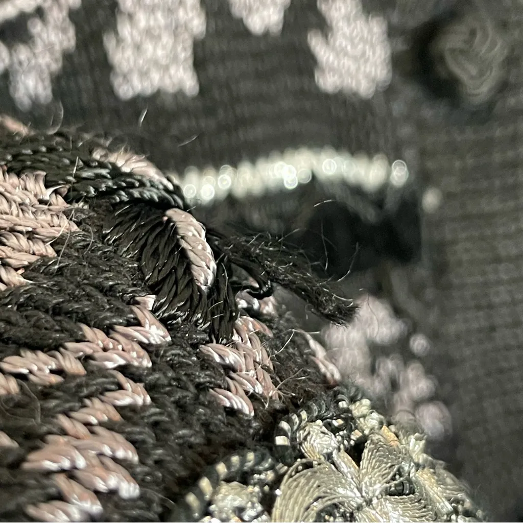 Vintage‎ Cardigan Sweater Women Black Metallic Christmas Holiday Festive Medium - Image 8