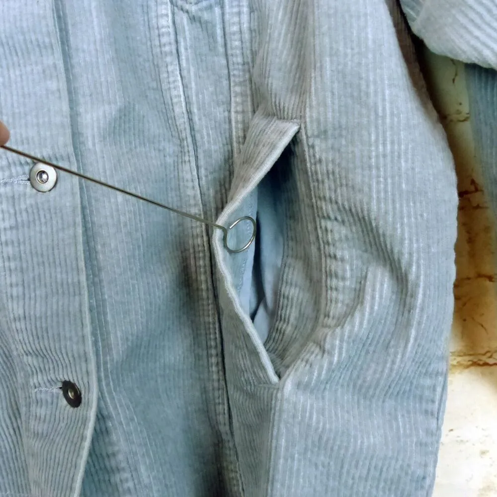 Zara Oversized Corduroy Trucker Jacket Womens XS Baby Blue Raw Hem Gorpcore 90s - Image 11