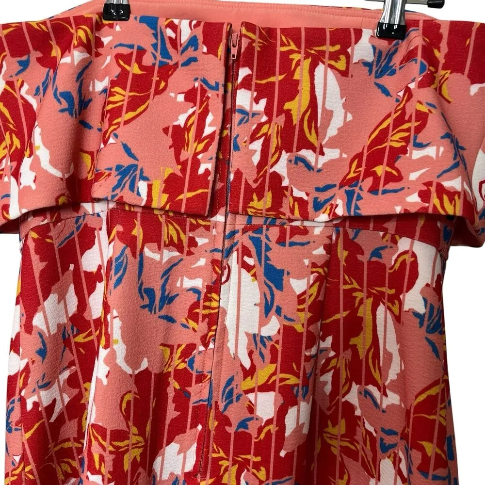 C/MEO Collective Strapless Coral Print Midi Dress Women’s Size Large - Image 8