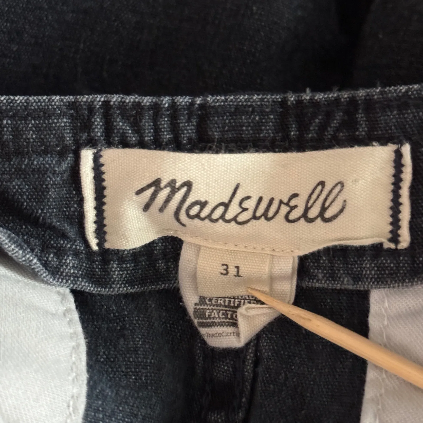 Madewell Low‎ Slung Baggy Cargo Jeans Women 31 Washed Black Denim Hemp Blend - Image 8