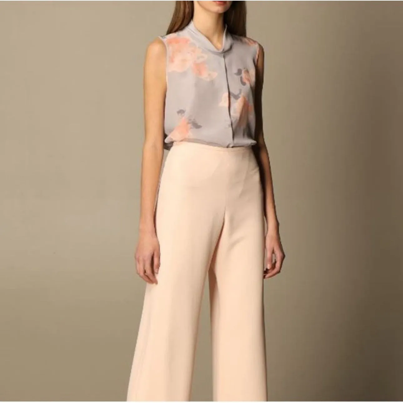 Emporio Armani Sleeveless Silk Floral Blouse Office Quiet Luxury NWT Sz 46 US XL - Image 2