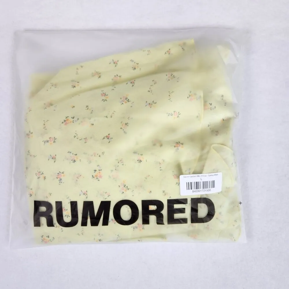 Rumored Secret Garden Babydoll Mini Dress Size L Spring Affair Yellow Green NWT Size L - Image 3