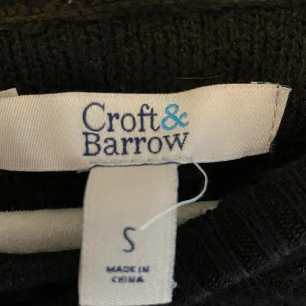Croft & Barrow NWT Black Crew Neck 3/4 Sleeve Fuzzy Lightweight Sweater Size S - Image 5
