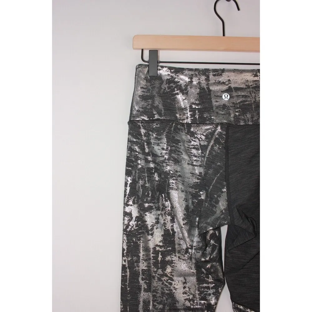 Lululemon Womens Leggings Gray Wunder Under Hi Rise Special Edition Foil Size 8 Black - Image 10