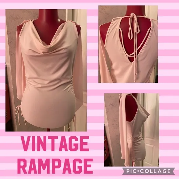 Rampage Y2K sleeveless cowl neck top with draped fabric that hangs over shoulder - Image 2