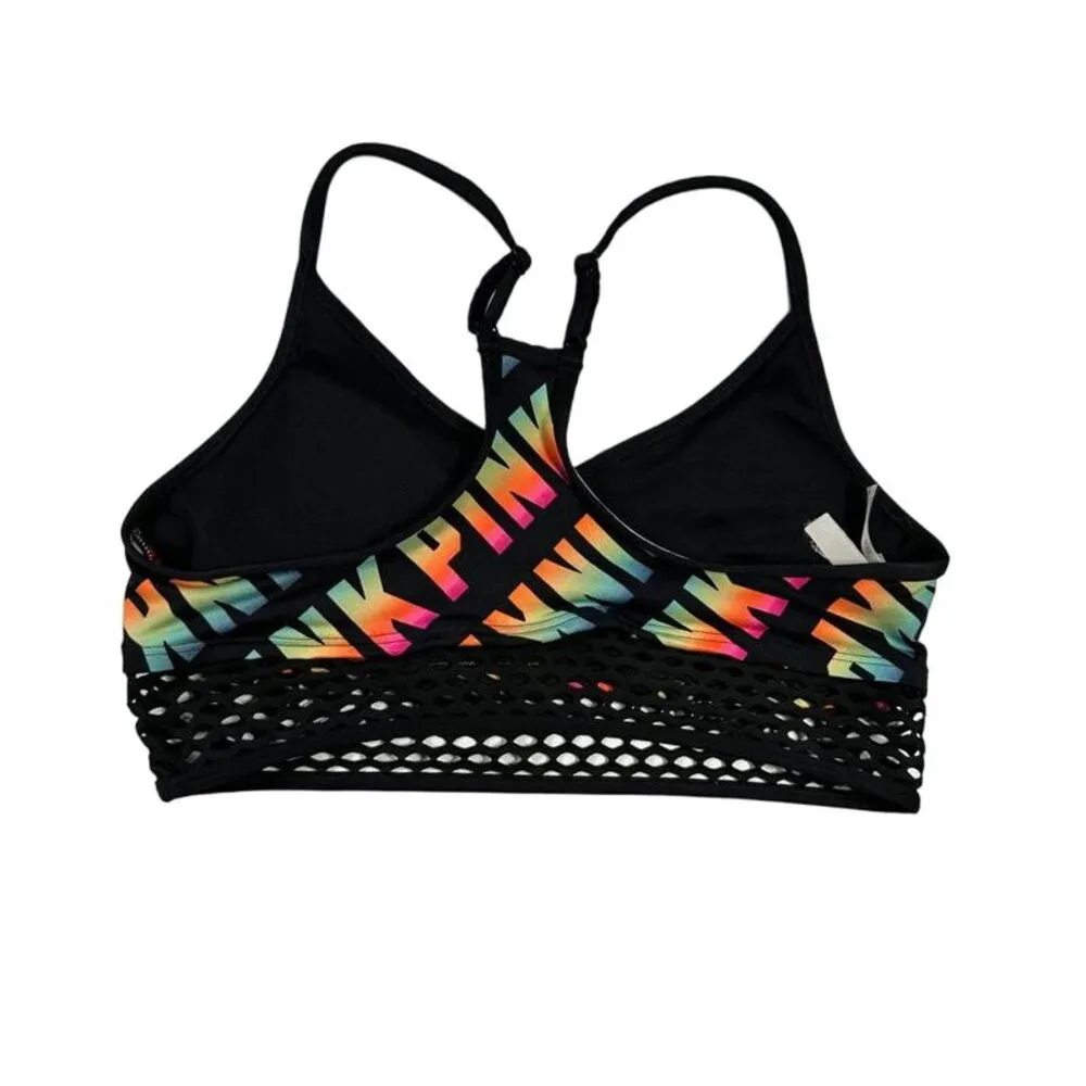 Victoria's Secret PINK Ultimate Rainbow Logo Sports Bra Workout Top - Image 3