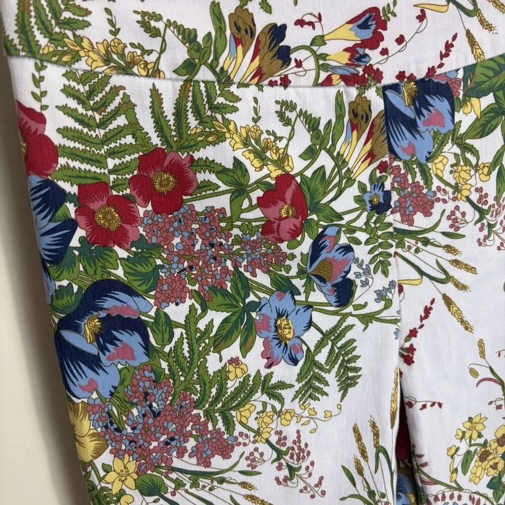 Joseph Ribkoff Pants Peddle Pusher Cropped Stretch Floral Sz 8 Bouquet Flowers - Image 2