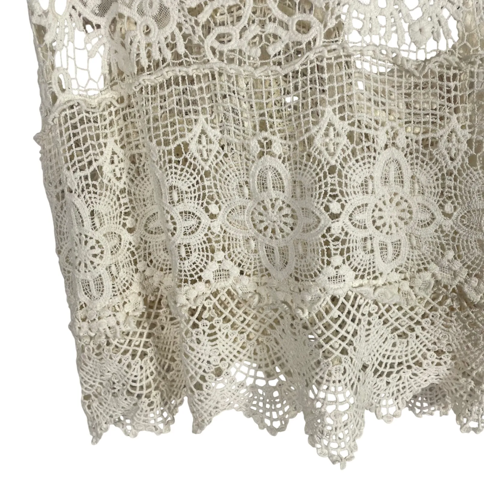 Vintage Miss Kelly 1999 White Crochet‎ Lace Tank Top Boho Festival Sheer Women L Size M - Image 2