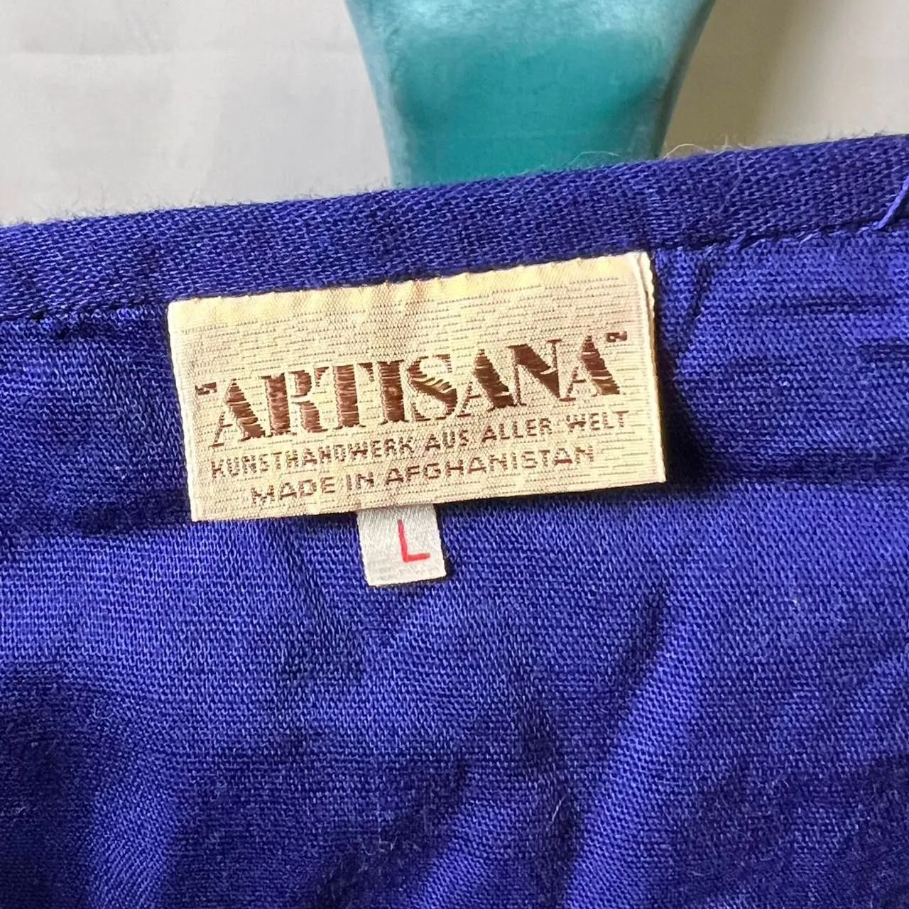 Vintage 70's Artisana Women's Teen's Navy Dress Blue - Image 7