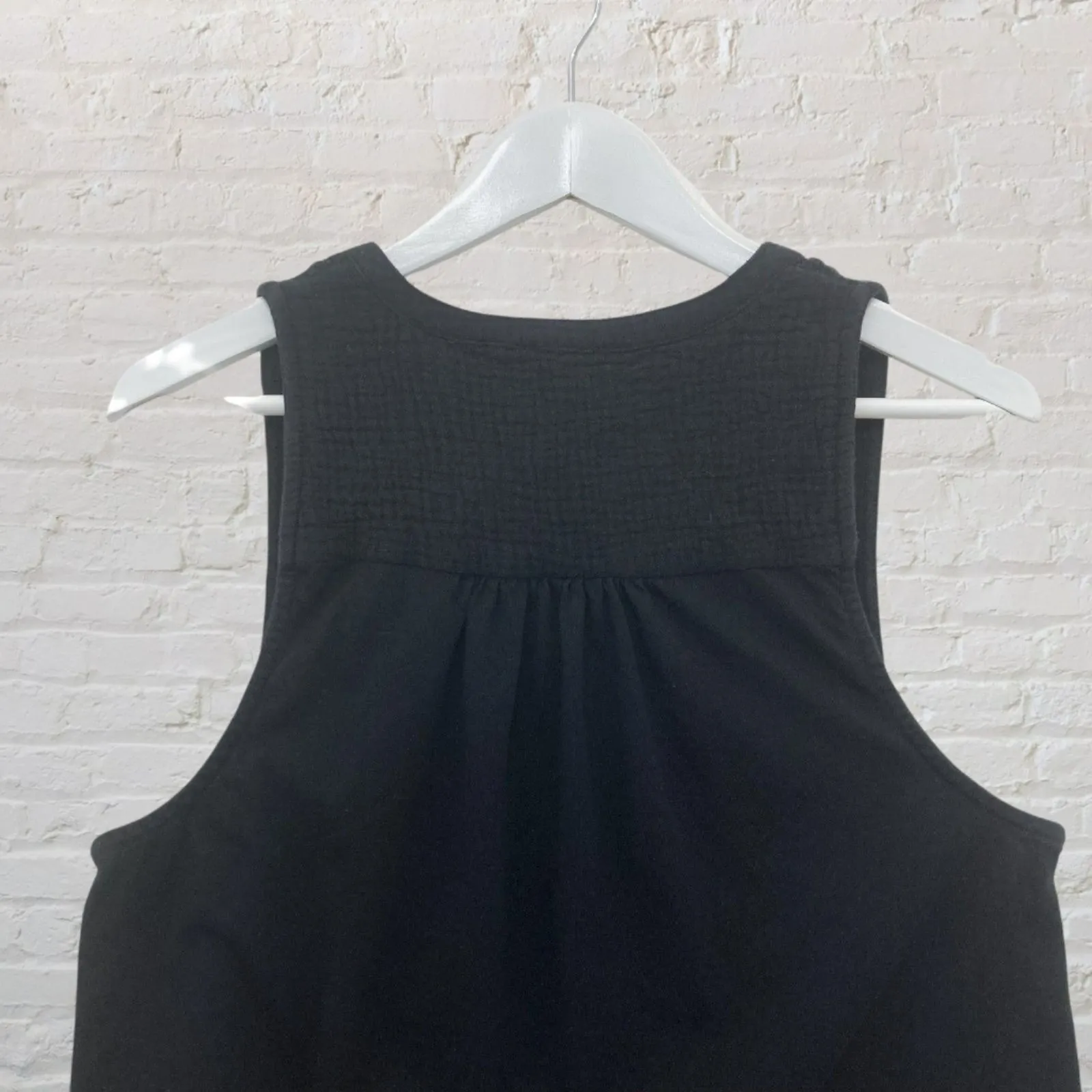 Splendid Black Cotton Gauze Vest M Button Front Frayed Hem Boho Layering - Image 6