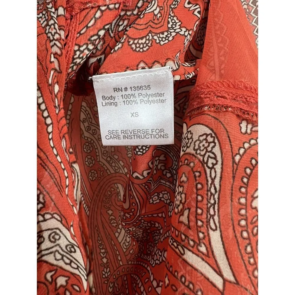 Love Sam Kamala Paisley Bandana Sheer Top XS Handkerchief Hem Anthropologie - Image 4