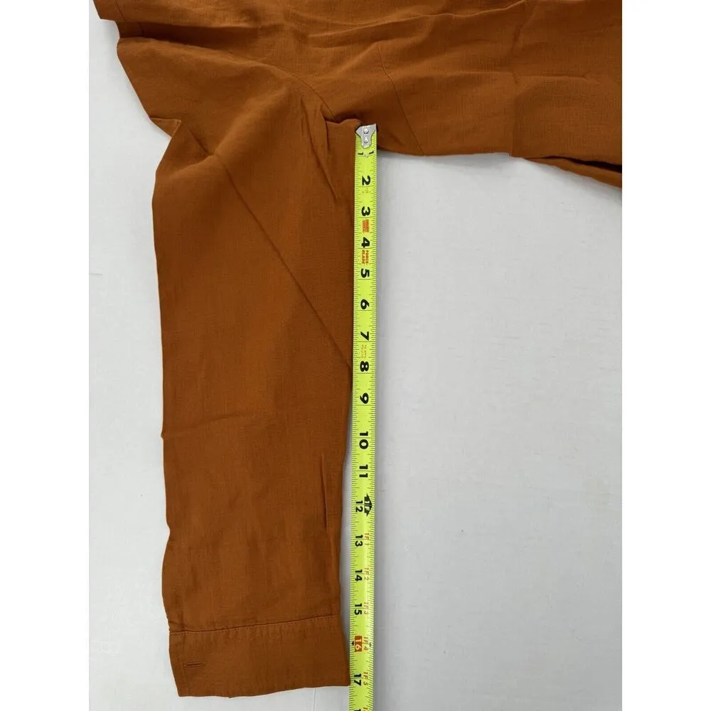 J.Jill Pure Linen Dress Sz S V-Neck Long Sleeve Lagenlook Copper Boho Beach NWT​ - Image 16