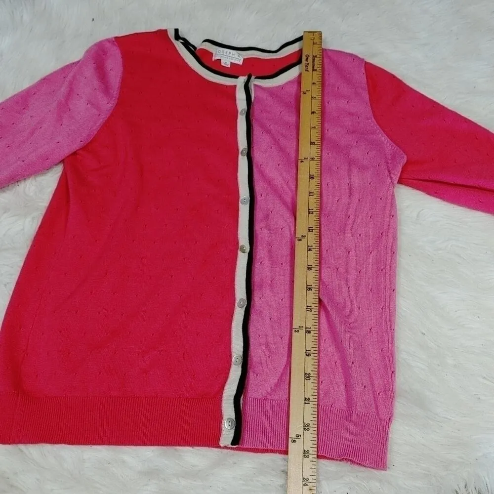 Joseph A  Size Medium M Rayon Nylon Pink Cardigan Chic Preppy Classy Sweater - Image 3