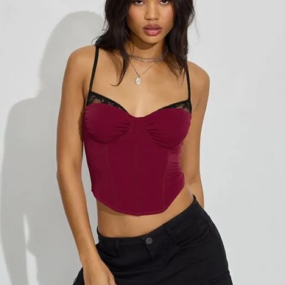 Garage NWT Sabrina Peek-A-Boo Bustier Top Large Lace Corset Sexy - Image 2