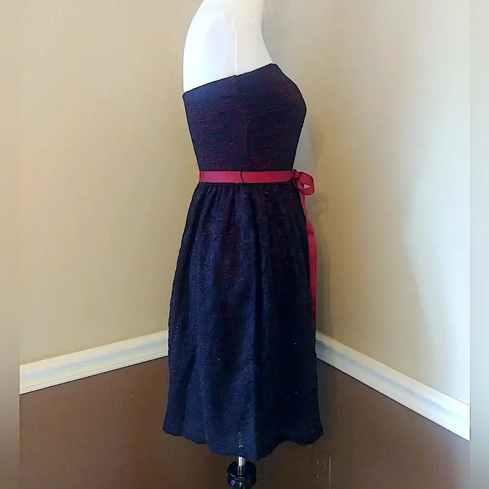 Black Lace Strapless Glitter Modcloth Party Dress Yellow Star Whimsigoth Fairy - Image 6