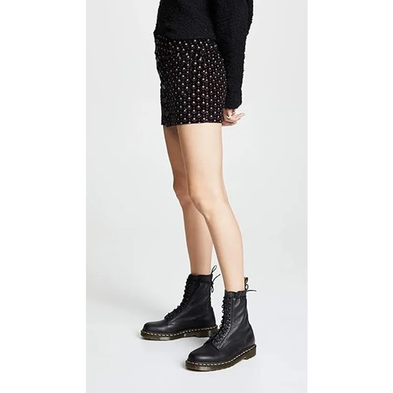We the Free People Womens Skirt‎ Sz 29 Black Print Joanie Corduroy Mini Buttons - Image 4