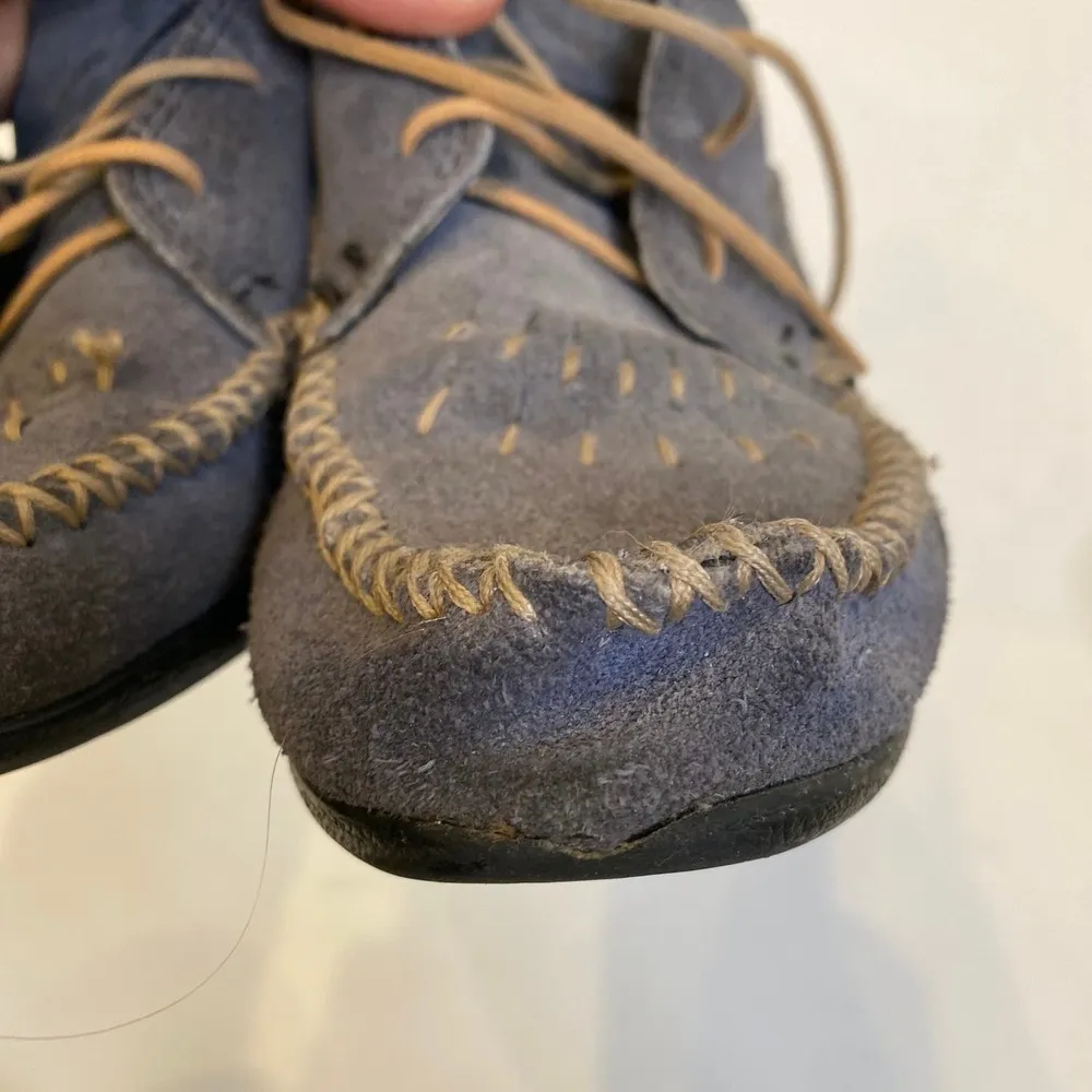 Minnetonka Lace Up Leather Suede Blue Chukka Women’s Moccasins Sz 8 - Image 8