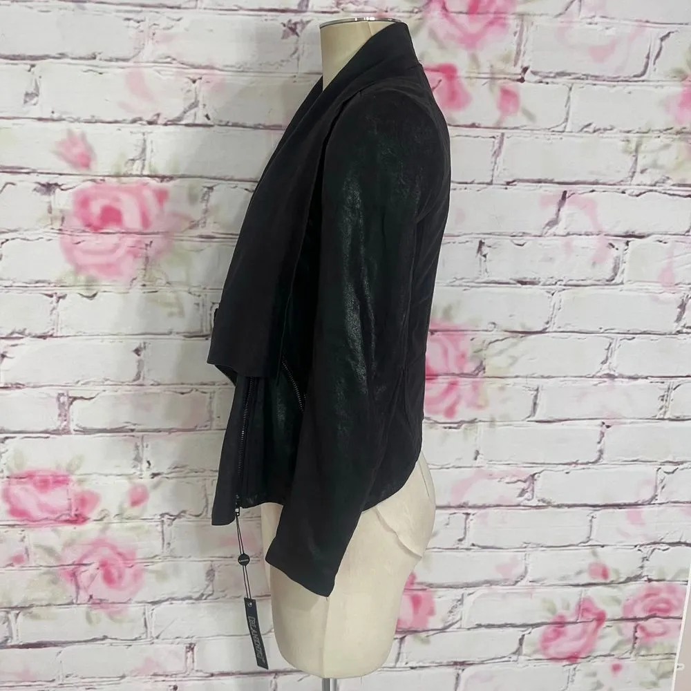Blank nyc nwt black faux leather moto asymmetric zipper jacket size xs - Image 5