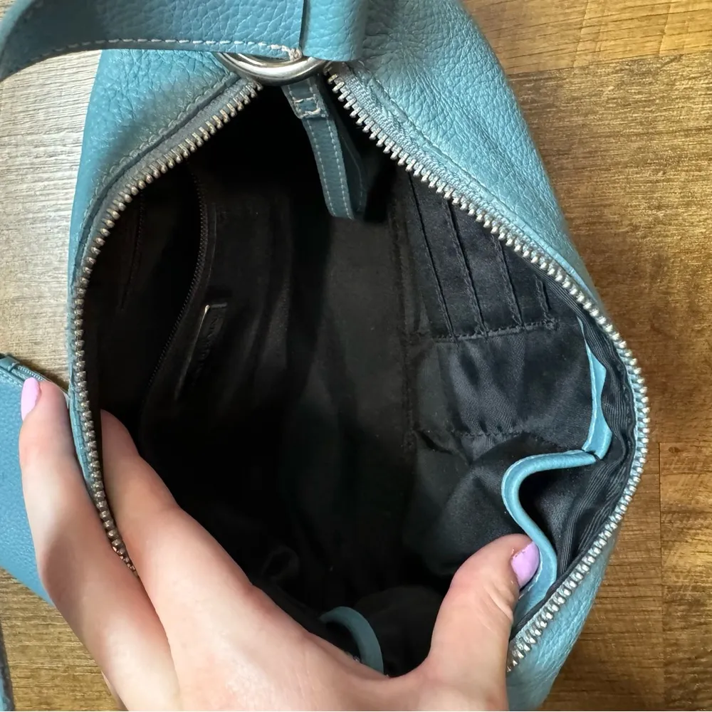 Y2K Giani Bernini Blue Leather Shoulder Bag Buckle Straps - Image 15