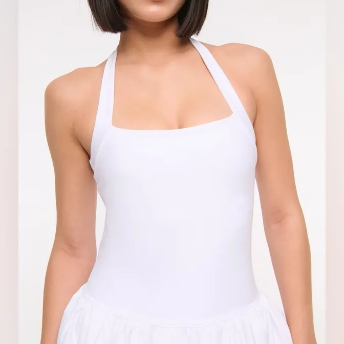 Abercrombie YPB motionTEK Halter Bubble Hem Mini Dress - Image 3