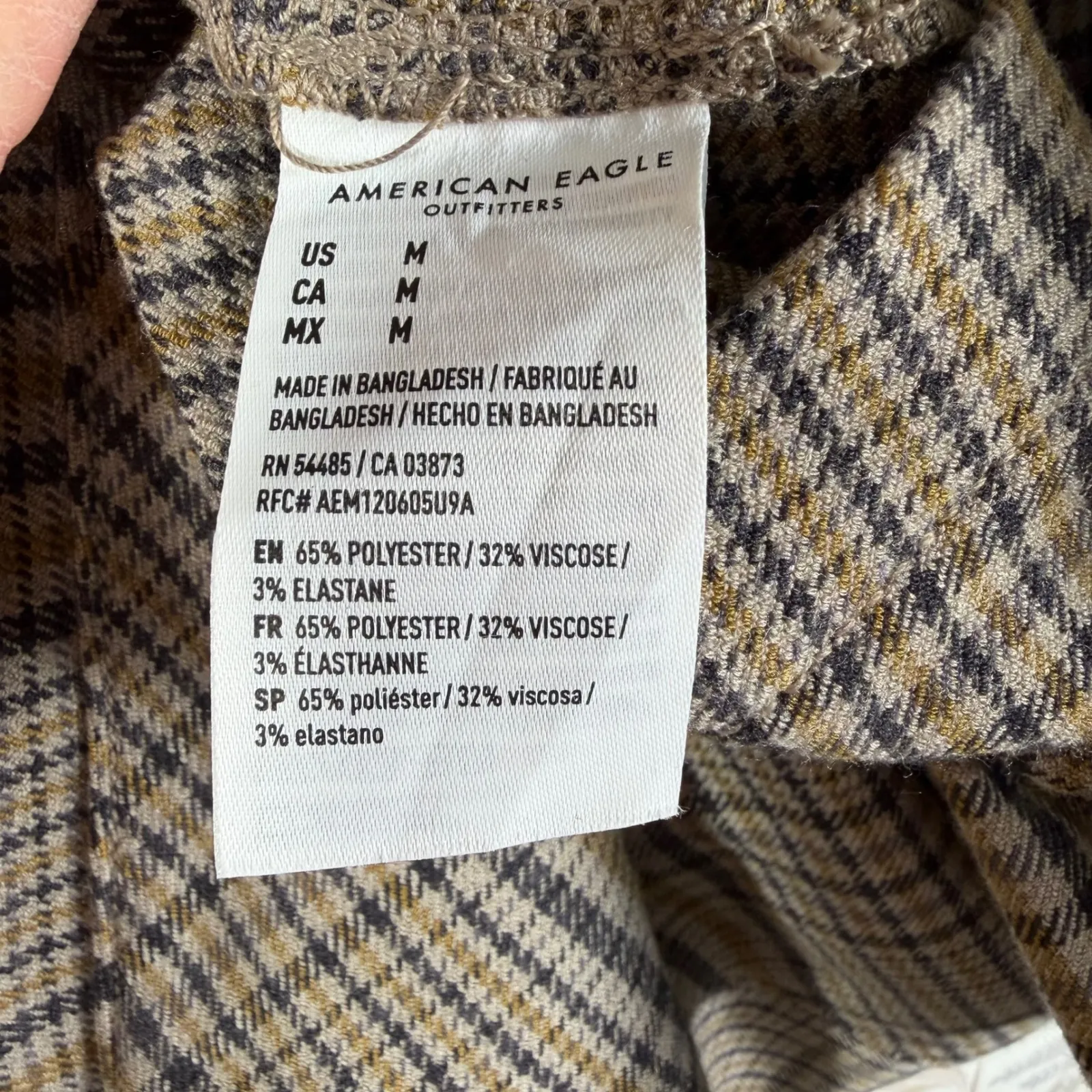 American Eagle Plaid Pinafore Dress M Brown Check Button Strap Mini Dress - Image 10